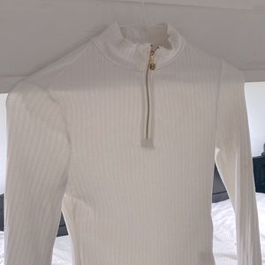 White long sleeve with gold zipper